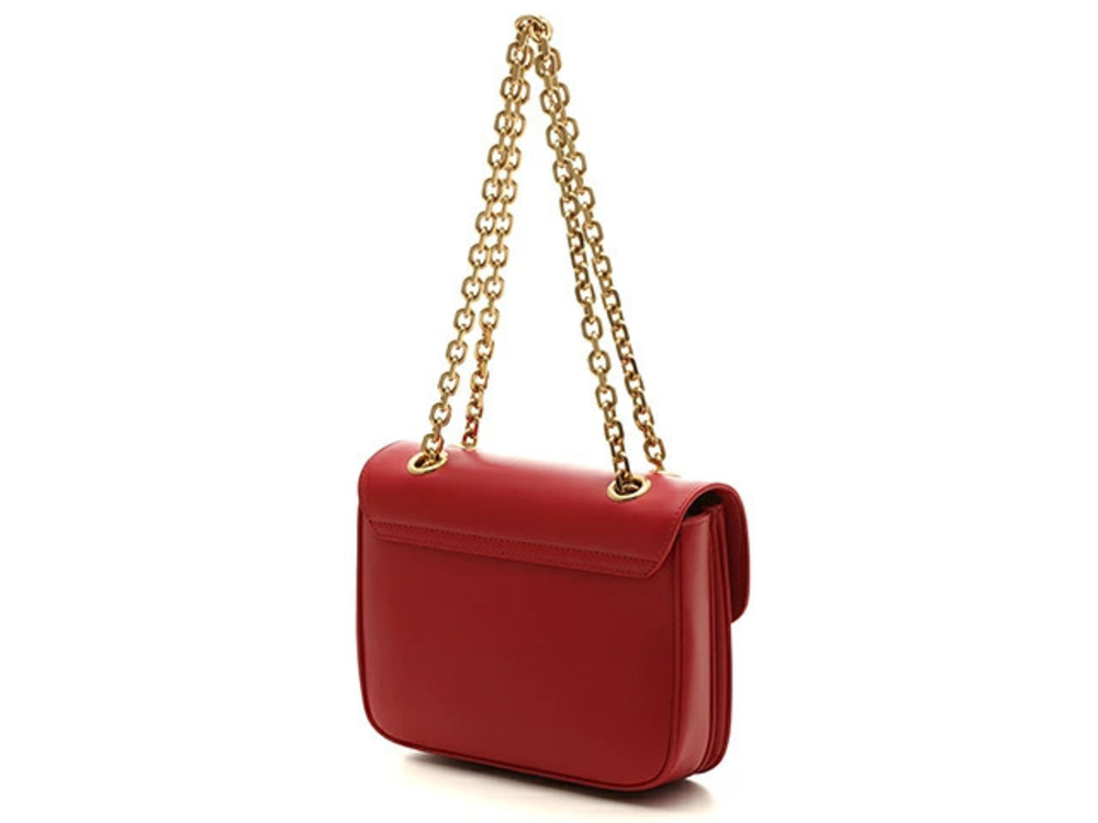 Celine Calfskin Chain MALL Bag Shoulder Red C Red
